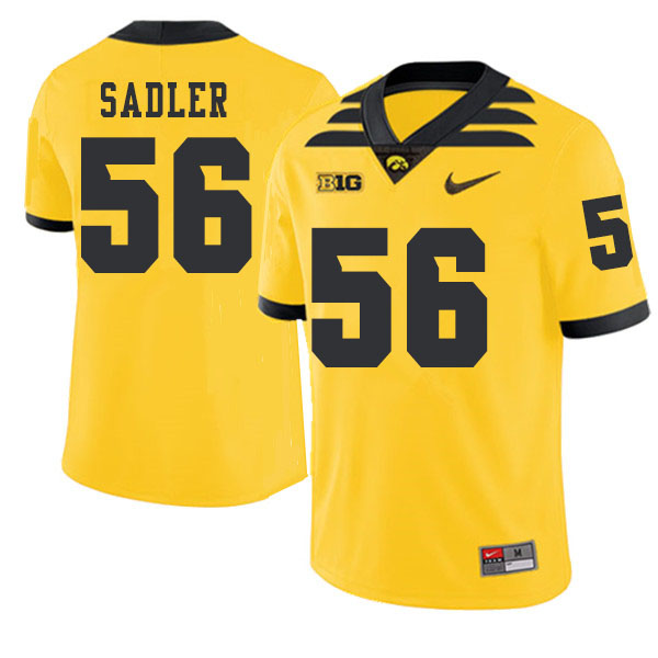 2019 Men #56 Brian Sadler Iowa Hawkeyes College Football Alternate Jerseys Sale-Gold - Click Image to Close